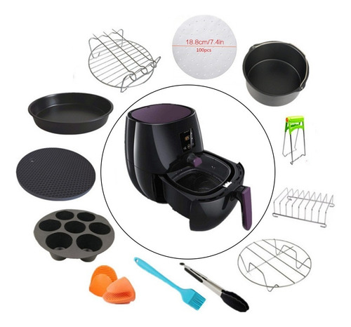 Práctico Juego De 12 Accesorios Para Freidora De Aire De