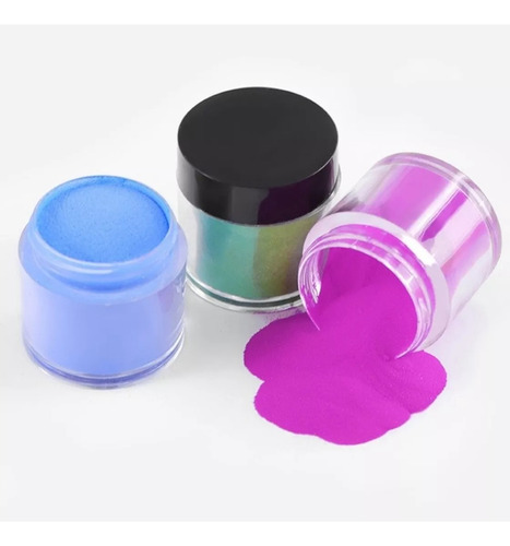 Kit 12 Cores Pó Acrílico Colorido Para Decoração De Unha 10g