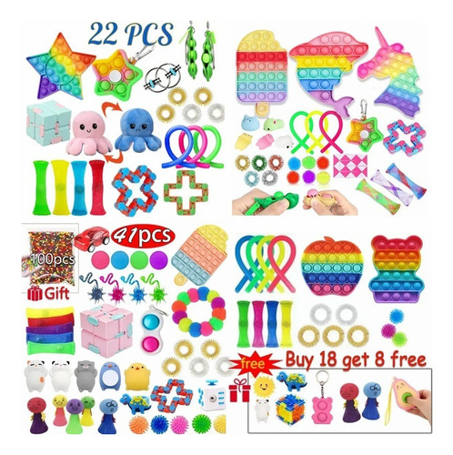 Kit De Moños Pop It Fidget, 22 Piezas