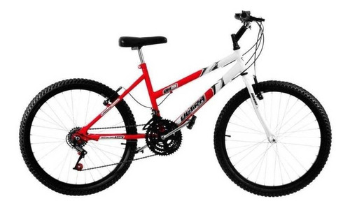 Bicicleta  de passeio Ultra Bikes Bike Aro 24 bicolor 18 marchas freios v-brakes cor vermelho-ferrari/branco