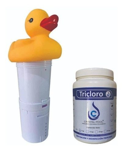 Dispensador Flotante De Pato + 1kg De Tableta Para Alberca  