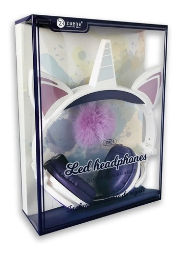 Auriculares Unicornio Con Luz Anime Kawaii Headset + Llavero