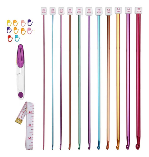 Set Of Aluminum Tunisian Crochet Needles, Kit