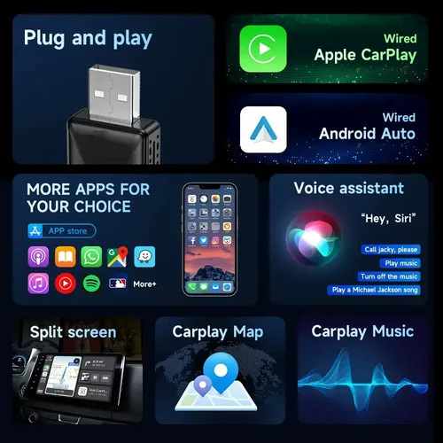 Adaptador Inalámbrico Car Play, 2 En 1 Android Auto
