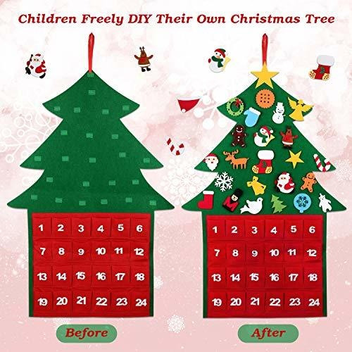 Según pequeños "calendario de Adviento árbol" de madera con 24 sticker navidad Advent 