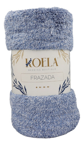 Cobija-frazada Borrega Ultra Suave Matrimonial Jumbo Manta Color Azul Acero Diseño Liso