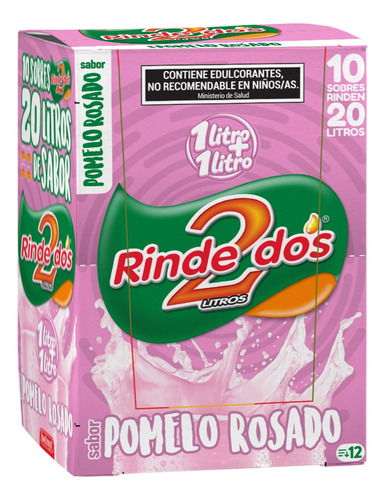 Jugo En Polvo Rindedos 1+1 Sabor Pomelo Rosado