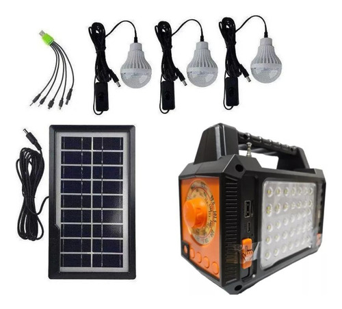 Kit Luz De Emergencia Panel Solar Parlante Bluetooth Fm Usb