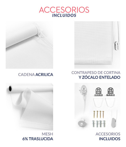 Cortina Roller Sunscreen 105x220 Cm Coversun Traslucida Sunscreen Mesh 6% / 10% Blanco, Facil Instalacion, Tela Pvc Resistente, Soportes Metalicos, 105 Ancho X 220 Alto Blanco