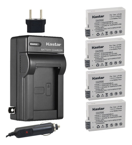 4-pack Baterías Lp-e8 C/cargador Canon T2i T3i T4i T5i