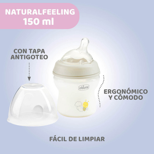 Biberón Chicco Naturalfeeling Boca Ancha 150ml 0m+ Azul Azul Natural