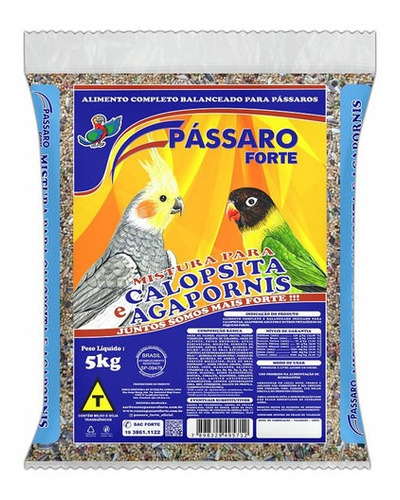 Mistura P/ Calopsita E Agaporni - Passaro Forte - 5kg