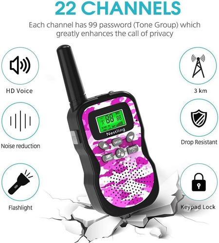Walkie Talkies Para Niños, 22 Canales, Radio Bidireccional,