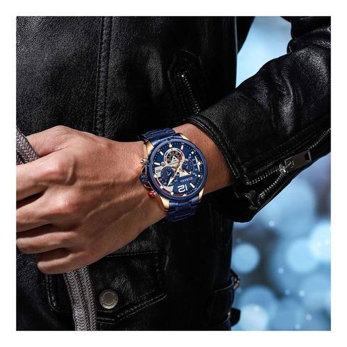 Relojes De Hombre Curren 8395 Oa Deportivo Cronografo Caja Color de la malla Azul Color del bisel Azul Color del fondo Azul