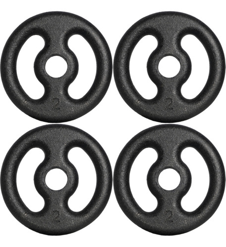 Kit De Anilha Pintada 4x2kg Peso Academia P/halter E Barra Cor Preto