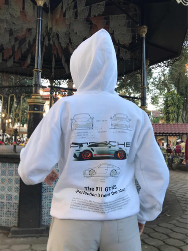 Sudadera Blanca Porshe 911 Gt3 Rs Hoodie Con Capucha Unisex