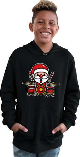 Sudadera Infantil Navidad Santa Tocando La Bateria En Oferta