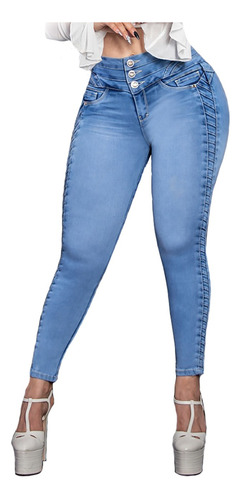 Jeans Mujer Pantalón Colombiano Mezclilla Strech Push Up 010