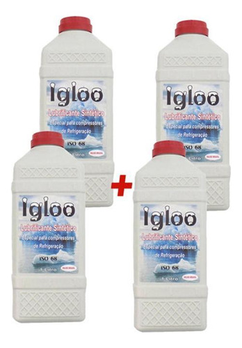 Kit de 4 compresores Oleos Lubricante Sintetico Igloo Igloo Iso 68 de 1 litro