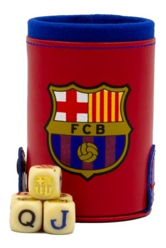 Imagen 1 de 6 de Cubilete Club Barcelona Con Portadados. 5 Dados Grabados