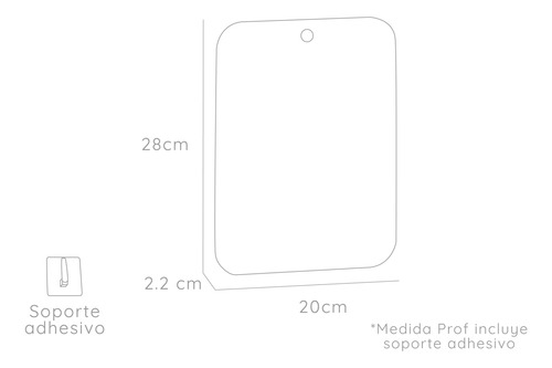 Espejo Basic Rectangular Con Bordes Redondeados