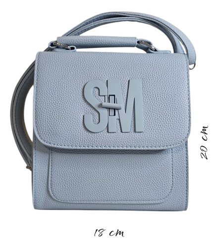 Bolsa De Dama Sm; 2 En 1 Crossbody Y Mochila. Azul Claro Lisa Níquel Azul Claro