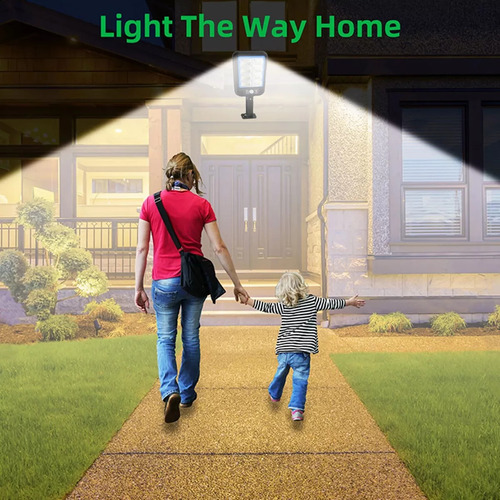 Lámpara Solar Exterior Con Luces Led Sensor De Movimiento Estructura Azul
