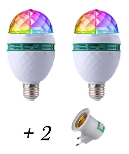 2x Lampada Led Giratoria Colorida Rgb Balada Decoração Festa