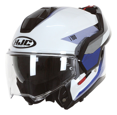 Capacete Articulado 180 Graus Hjc I100 Beston Branco Azul