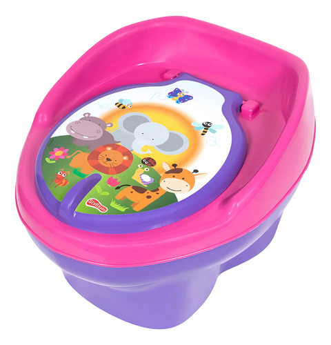 Troninho Penico Infantil Musical Bichinhos Styll Baby Cor Rosa E Lilás