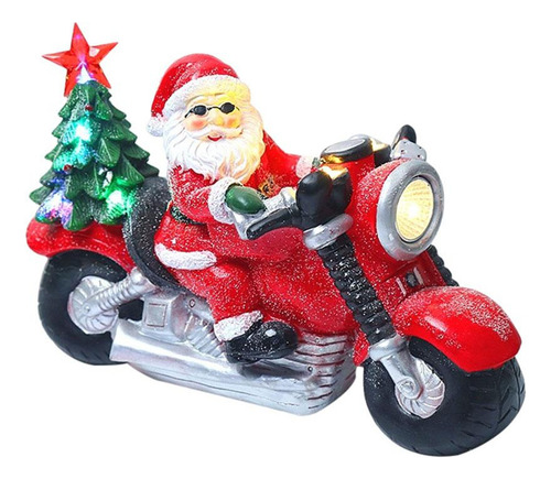 Figuras De Papá Noel Conduciendo Una Motocicleta, Luz De Pap
