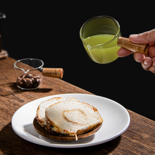 Taza Mini 80ml De Borosilicato Con Mango De Madera