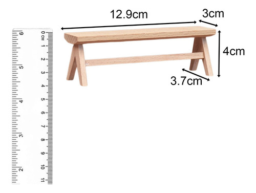 ( 1/12 Banco De Casa De Muñecas Silla De Madera En Miniatura
