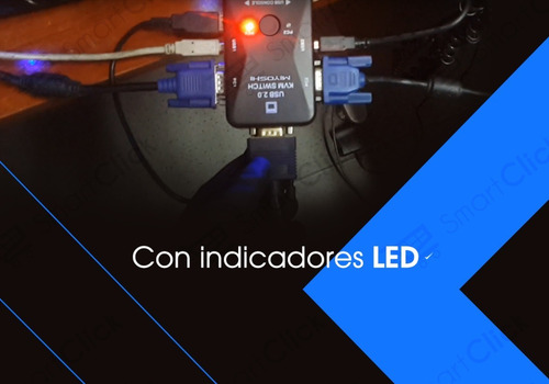 Imagen 6 de 10 de Switch Kvm 2 Puertos Usb Monitor Teclado Mouse Impr + Cables