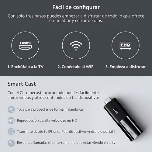 Xiaomi Mi Tv Stick Eu Streaming Full Hd 8gb Chromecast Negro Estándar 1gb De Ram Y 8 De Rom Con Gpu Arm Mali-450 Y Cpu Quad Core Cortex A53 Bluetooth 4.2 Con Conexion Hdmi Y Wifi Dual Band 2.4g/5g
