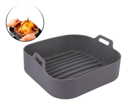 Bandeja Panela Forma Cesta De Silicone Para Airfryer Quadrad