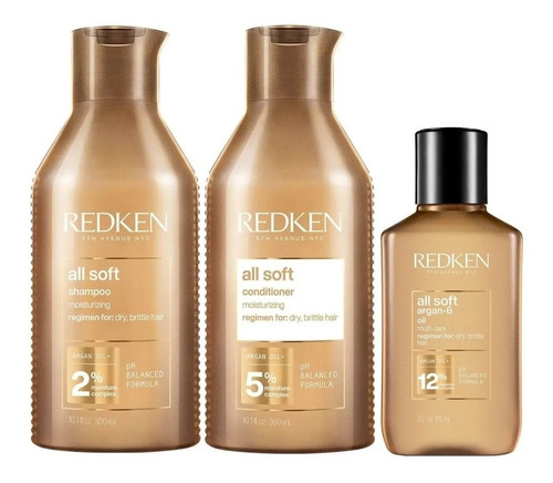 Shampoo De Argan+ Acondicionador + Aceite All Soft Redken