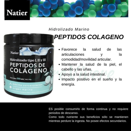Peptidos Colageno Hidrolizado Marino En Polvo Natier 250grs