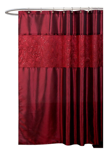 Lush Decor Cortina De Ducha Tela Brillante De Color Rojo