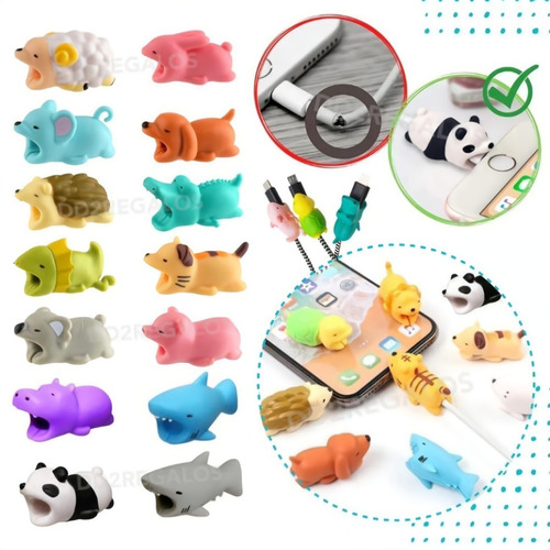 Protector Cable Bite Universal Animales iPhone Android