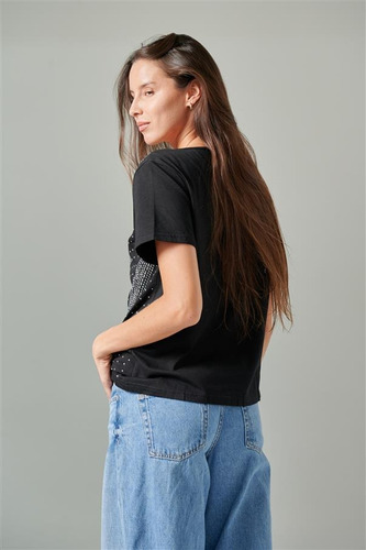 Remera Premium Wonderful Con Brillos Gu70025 Black & White