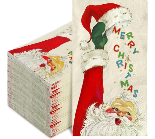 Paquete De 80 Servilletas De Papel Desechables Navidad 33x40