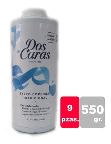 Caja Talco Dos Caras Tradicional Bote De 550 Grs - 9pzas