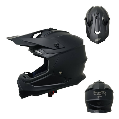 Imagen 1 de 7 de Casco Kov Motocross Hunter Negro Mate Certificado Dot Atv