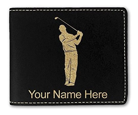 Cartera De Cuero Faux, Golfer, Grabado Personalizado Bd48h