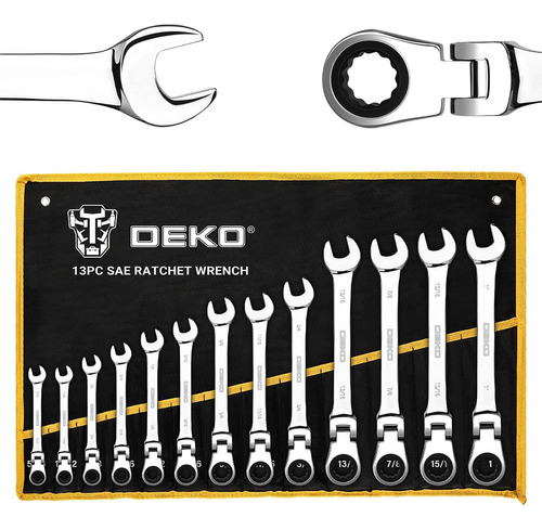 Dekopro 13-piece Flex-head Ratcheting Combination Wrench Set