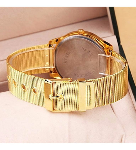 Relógio Feminino Luxo Dourado Com Aço Inoxidável