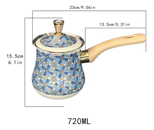 Cafetera Turca De Acero Inoxidable Con 720 Ml Patrón Azul