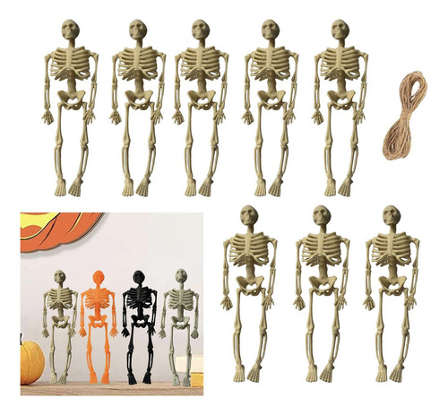 8 Piezas De Minifiguras De Esqueleto Para Halloween, Beige
