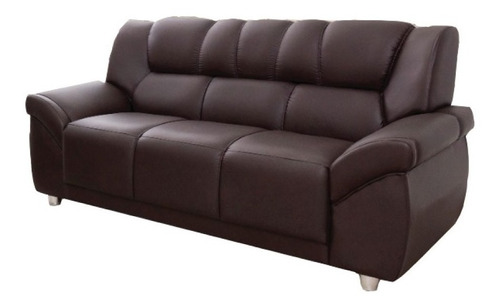 Sillon 3 Cuerpos Sofa Córdoba Pu Negro Color Marrón Diseño de la tela Liso